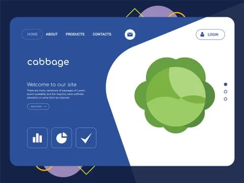 Cabbage Landing page website template design 無料イラスト素材
