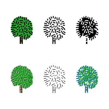 Cabbage palm tree color icon vector variations Stock Illustration