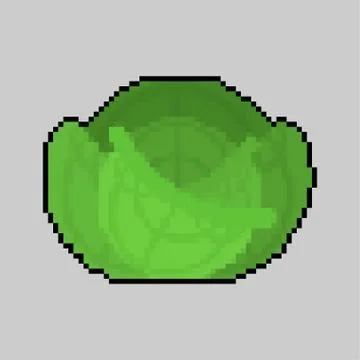 Cabbage pixel art. Head of cabbage 8 bit. Pixelate Vegetable. vector illustra Stock Illustration