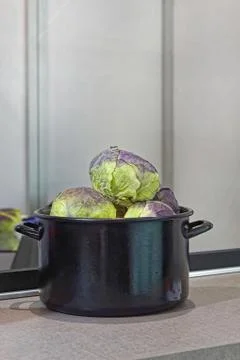 Cabbage in pot Stock Photos