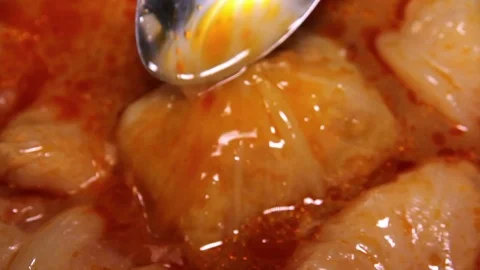 Cabbage Rolls Cooking, Close Up Stock Footage 86597046