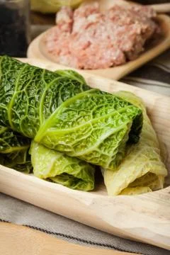 Cabbage rolls stuffed with meat and grits. Stock Photos