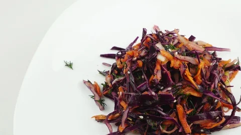 The cabbage salad.Bright chopped vegetables. Stock Footage 127482496