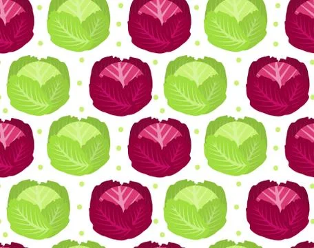 Cabbage seamless pattern. Red  endless background, texture. Vegetable . Vec.. Stock Illustration