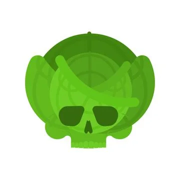 Cabbage skull isolated. skeleton Deadly scary vegetable Ilustración de archivo