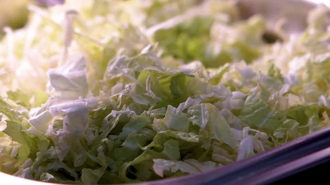 Cabbage is sliced for salad. View from above Stock Footage 128009325