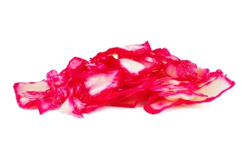 Cabbage slices pickled wit red beet isolated on white background Stock Photos