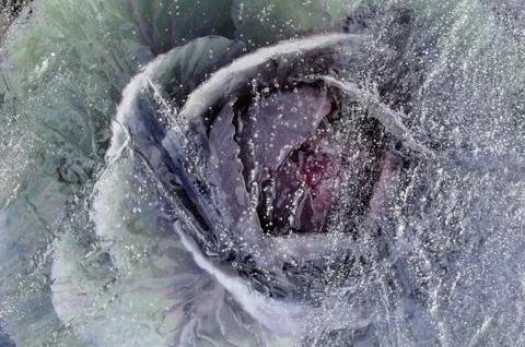 Cabbage under ice Stock Photos