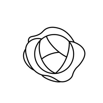 Cabbage vegetable icon outline black. Garden flat illustration. Stock Illustration