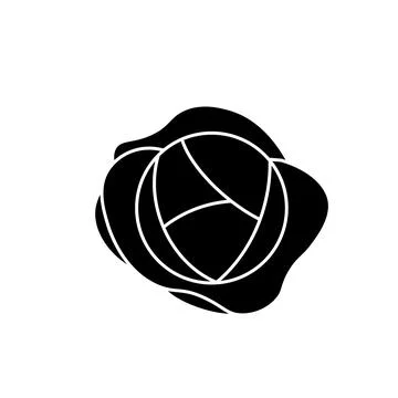 Cabbage vegetable icon solid black. Garden flat illustration. Stock Illustration
