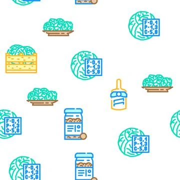 Cabbage white green vegetable vector seamless pattern Ilustración de archivo