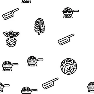 Cabbage white green vegetable vector seamless pattern Ilustración de archivo