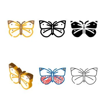 Cabbage white set summer color icon vector Stock Illustration