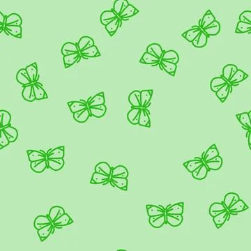 Cabbage white summer line vector seamless pattern Stock Illustration