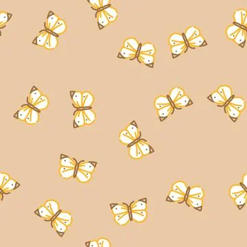 Cabbage white summer vector seamless pattern Stock Illustration