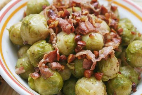 Cabbages with bacon Stock Photos