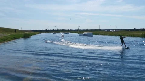 Cabel Wakeboarding Stock Footage 133452289