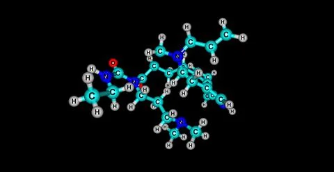 Cabergoline molecular structure isolated on black Stock Illustration