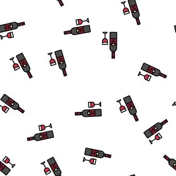 Cabernet sauvignon red wine vector seamless pattern Stock Illustration