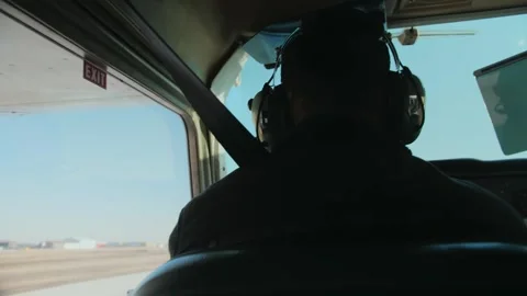 Cabin Airplane view from small aviation.Flying by aircraft sky landscape horizon Stock Footage 253240739