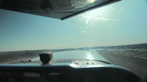 Cabin Airplane view from small aviation.Flying by aircraft sky landscape horizon Stock Footage 253240867