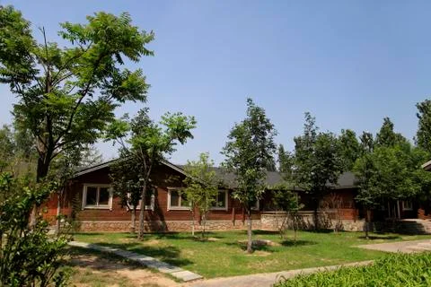 The cabin among the trees Stock Photos