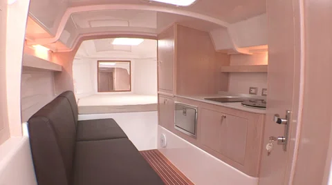 Cabin and kitchen on a rib Stock Footage 32319790