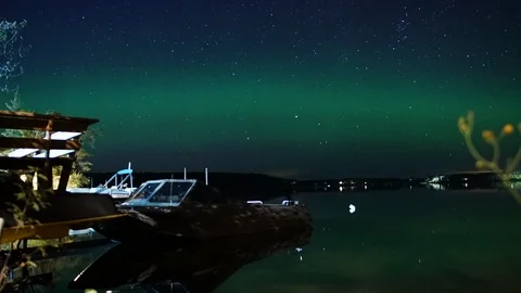 Cabin Aurora - Timelapse on Slider Video stock 102346187