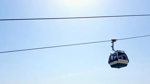 Cabin of a cable car moving Stock Footage 155934530