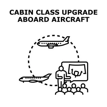 Cabin class upgrade aboard aircraft concept vector Stock Illustration