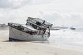 Cabin Cruiser Runs Aground Photo