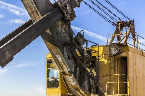 The cabin of the excavator Stock Photos