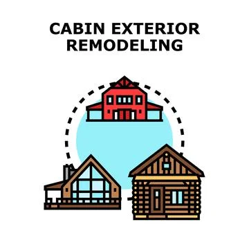 Cabin exterior remodeling concept vector illustration Stock Illustration