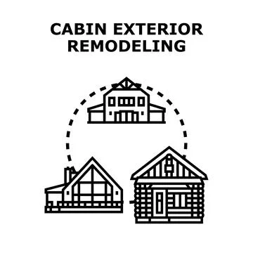 Cabin exterior remodeling concept vector illustration Stock Illustration