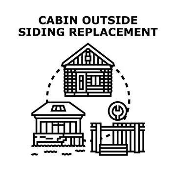 Cabin exterior siding replacement and modern house repair concept Stock Illustration