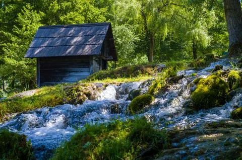 Cabin in the forest Stock Photos