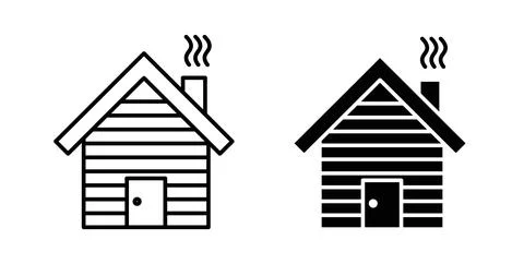 Cabin icon. Style is flat and line symbol Stock Illustration
