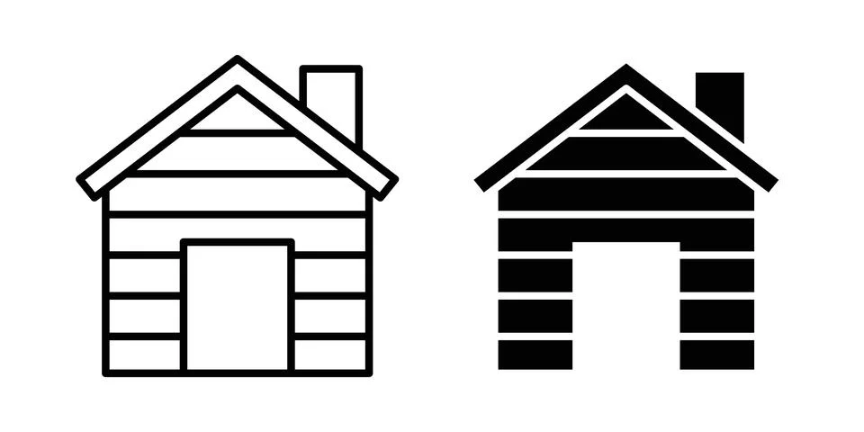 Cabin icon thin line and clipart style vector set Ilustración de archivo