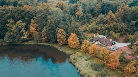 A cabin on the lake in Denmark. Stock Photos