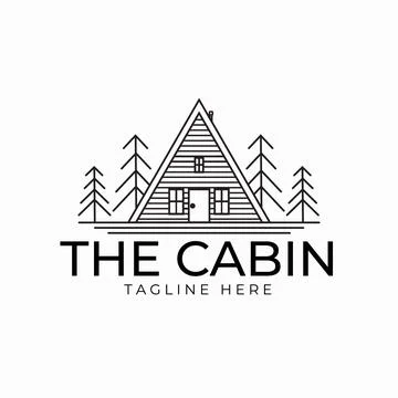 Cabin line art logo vector illustration design, minimalist logo design Stock Illustration