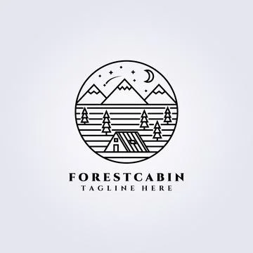 Cabin line art logo vector illustration design Stock Illustration