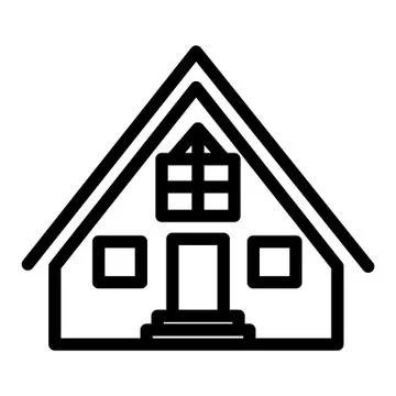 Cabin line icon. Hut vector illustration isolated on white. Gable roof cottage Stock Illustration