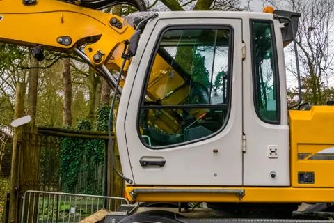 The cabin of a modern digging machine, new equipment and technology, Earthmov Stock Photos
