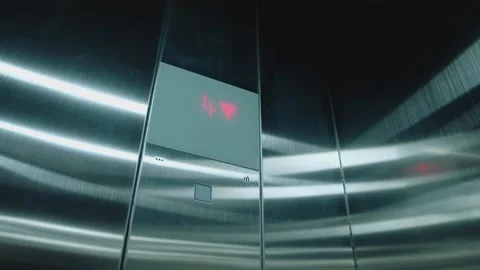 Cabin of modern passenger elevator. Digital lift scoreboard showing floor number Video stock 170935973