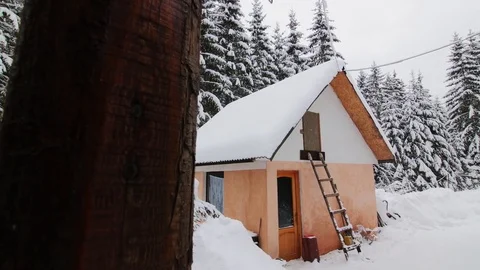 Cabin In The Mountains Stock Footage 85098568