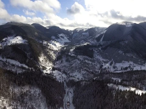 Cabin In Mountains Snow Winter Video stock 84999066