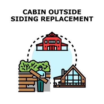 Cabin outside siding replacement and renovation concept Stock Illustration