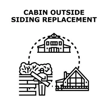 Cabin outside siding replacement and renovation concept Stock Illustration