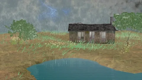 Cabin in the rain Stock Footage 182008482