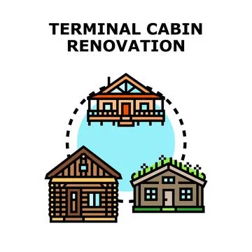 Cabin renovation options and construction concepts Stock Illustration